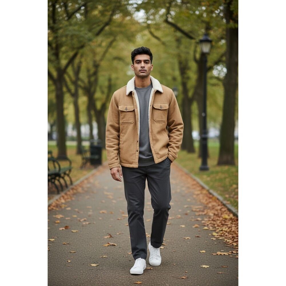 Gap Men’s Brown and Sherpa Jacket Size Small